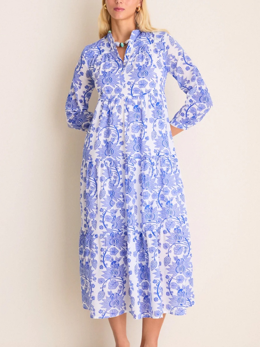 NWT Ro's Garden by Tuckernuck Blue and White Exclusive Bluefanny Rio Midi Dress